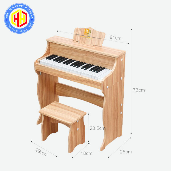 Đàn Piano Dành Cho Trẻ Em Gỗ Tự Nhiên Tặng Kèm Ghế Ngồi