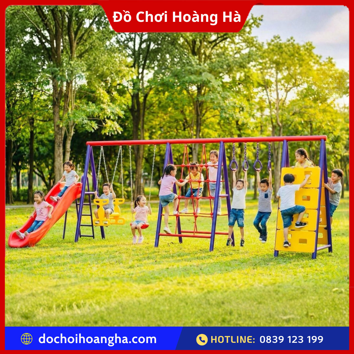 Đồ Chơi Vận Động Đa Năng Ngoài Trời Cho Trẻ Mầm Non 14 bộ vận động đa năng Xích đu cầu trượt thang leo