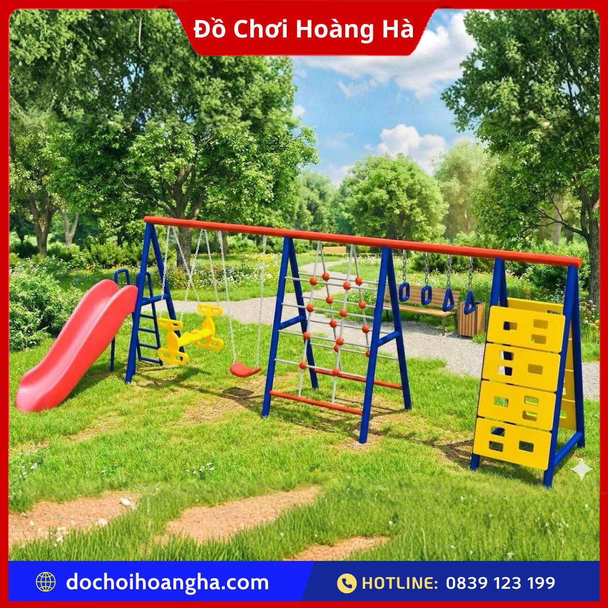 Đồ Chơi Vận Động Đa Năng Ngoài Trời Cho Trẻ Mầm Non 15 bộ vận động đa năng Xích đu cầu trượt thang leo